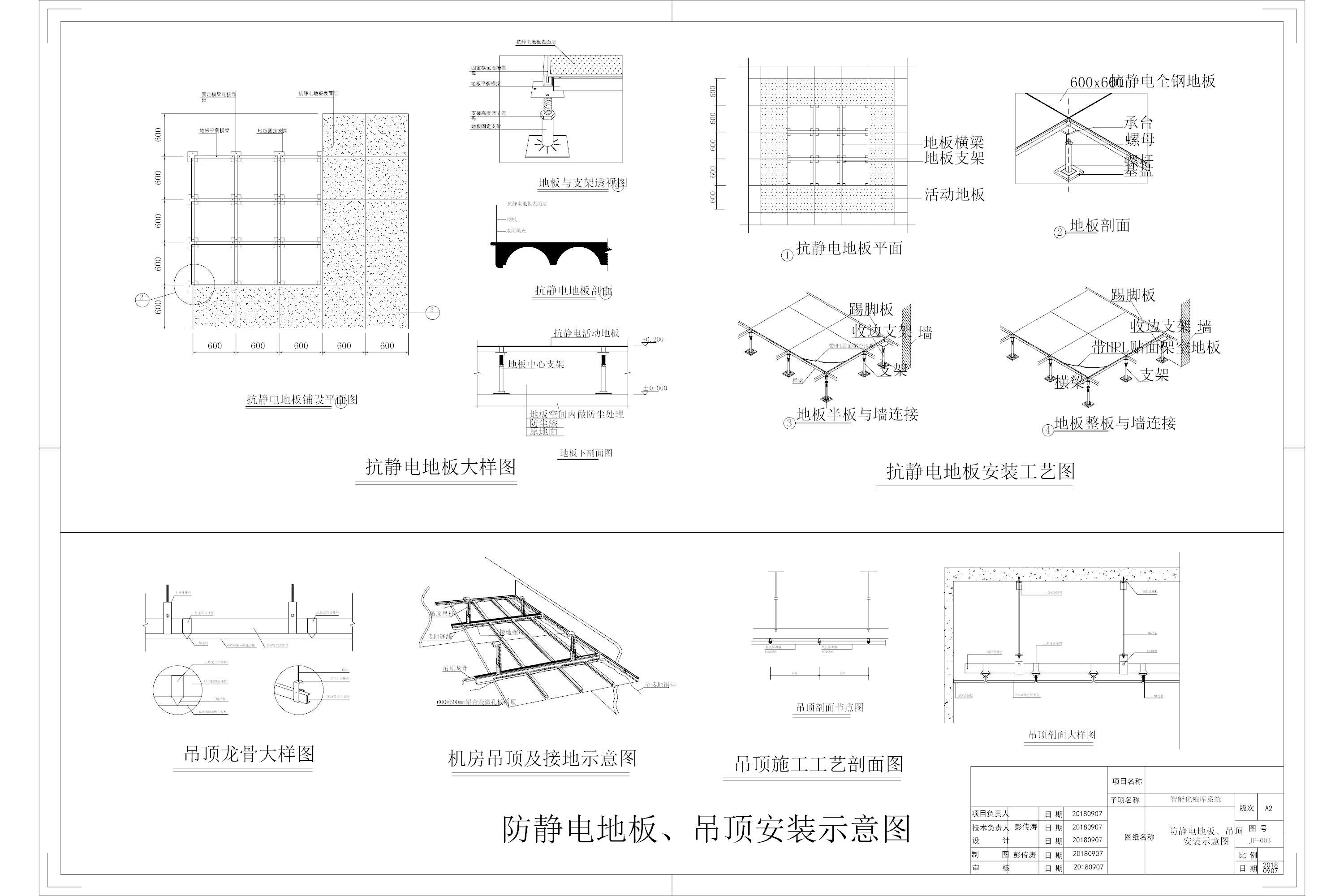 防靜電地板、吊頂安裝示意圖